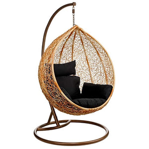 Hindoro Outdoor/Indoor/Balcony Honey Color Swing Chair with Stand and Cushion