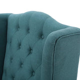 Hindoro Solid Wood Fabric Modern Backrest Accent Wingback Sofa Chair for Home Office Living Room Bedroom (Dark Teal, Walunt)