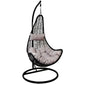 Hindoro Outdoor Balcony Spoon Swing Chair with Stand and Cushion (Black With Grey)