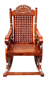 Hindoro Teak Wood Rocking Chair For Living Room /Parents in Glossy finish