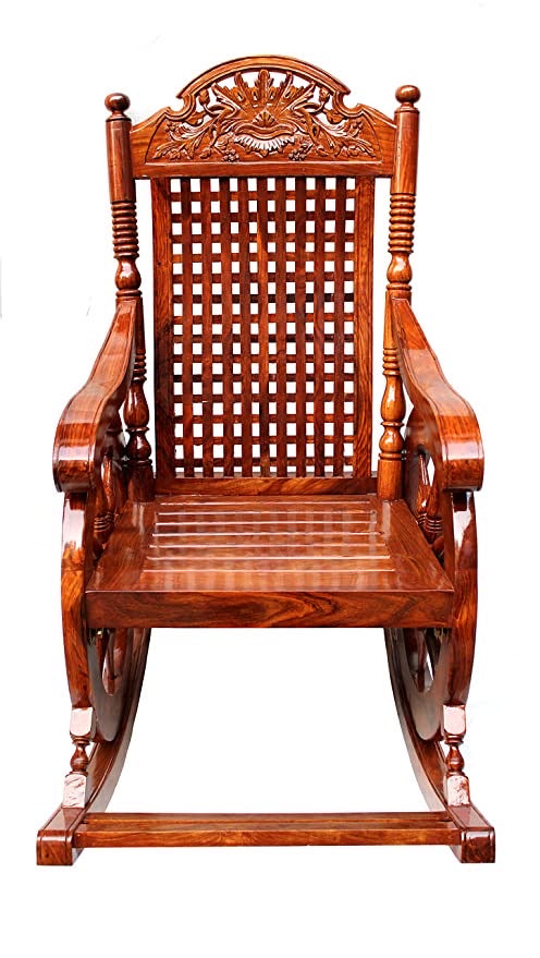 Hindoro Teak Wood Rocking Chair For Living Room /Parents in Glossy finish