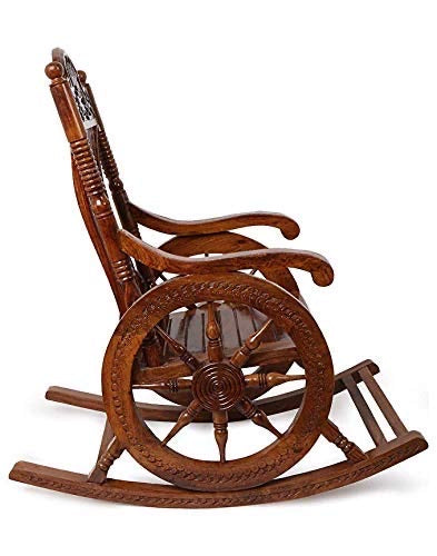 Hindoro Hand Carved Rocking Chair (Teak Wood, Brown)