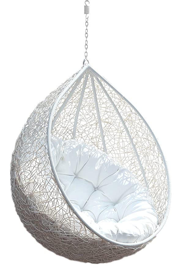 Hindoro Indoor/Outdoor Single Seater White Hanging Swing Chair Without Stand