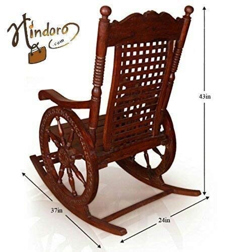 Hindoro Hand Carved Rocking Chair (Teak Wood, Brown)