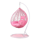 Hindoro Outdoor Balcony Swing Chair with Stand and Cushion (Pink With White)