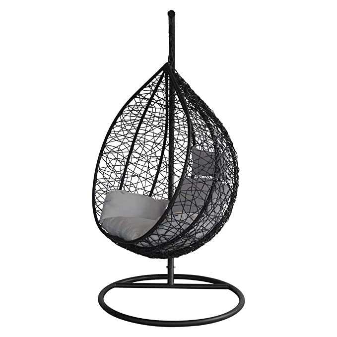 Hindoro Single Seater Swing Chair with Stand & Cushion & Hook Outdoor/Indoor/Balcony/Garden/Patio/Home Improvement