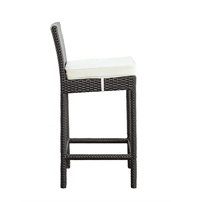 Hindoro Outdoor/Indoor wichket Patio Chair Bar Stools, Set of 2 (Standard Leather Brown, Brown Cushion)