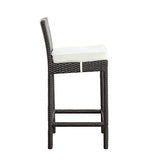 Hindoro Outdoor/Indoor wichket Patio Chair Bar Stools, Set of 2 (Standard Leather Brown, Brown Cushion)