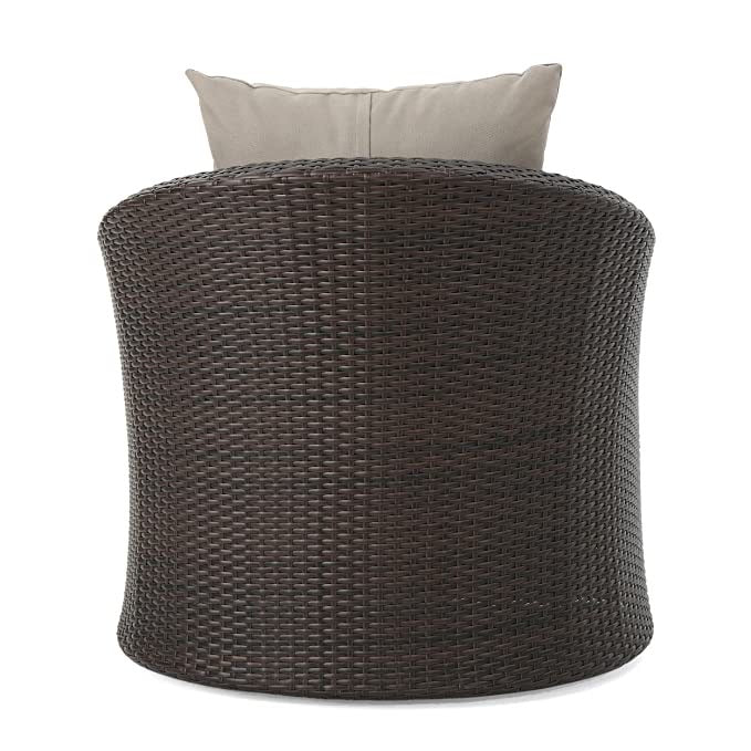 Hindoro Outdoor Steel Framed Wicker Swivel Club Chair, Set of 2, Mixed Brown and Mixed Khaki