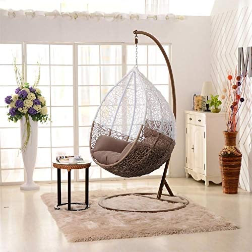 Hindoro Single Seater Swing Chair with Stand & Cushion & Hook Outdoor/Indoor/Balcony/Garden/Patio/Home Improvement