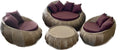 Hindoro Garden/Balcony/Outdoor Patio Furniture Round Apple Shape Rattan Sofa Sunbed Set with Cushion ( 2+1+1, Gold)