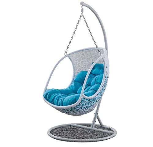 Hindoro White Outdoor - Balcony Swing Chair with Stand and Cushion