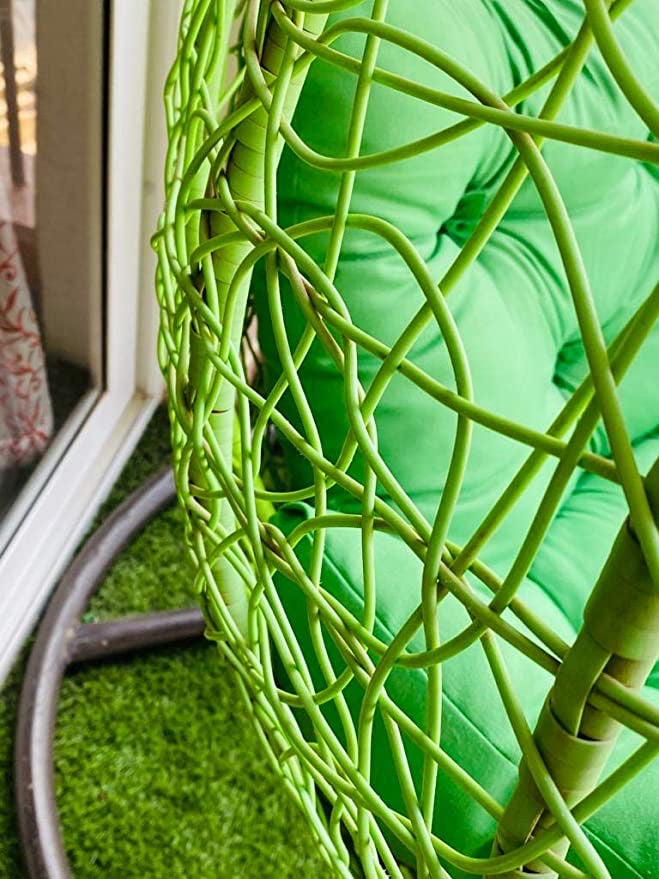 Hindoro Single Seater Hanging Swing Chair with Cushion (Green)