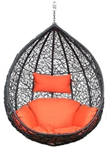 Hindoro Outdoor Furniture Single Seater Swing, Black Color Hanging Swing Without Stand